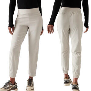 Athleta‎ Brooklyn High Rise Jogger Ankle Zip Pull On Pants Size 2 Abalone Beige